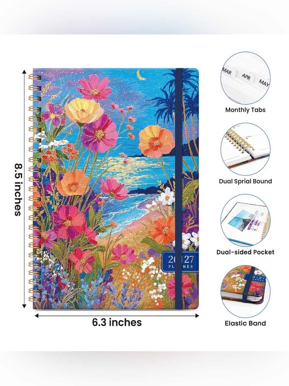 Weekly&Monthly calendar 2026-2027 Planner coral Dunes Hardcover NEW